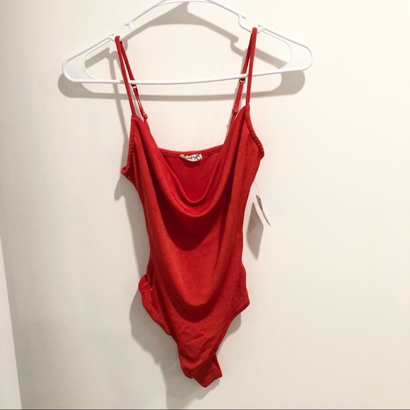 Free People Cowls In The Club Bodysuit Red XS - Picture 2 of 8
